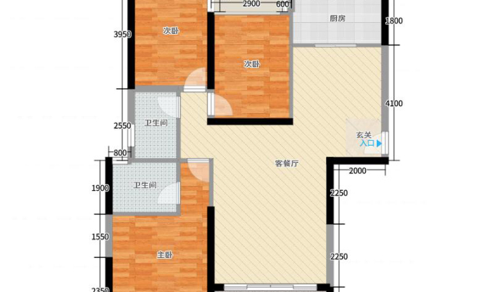 监利县监利 恒福新里程 3室2厅1卫 124.8平米