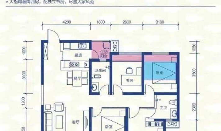 西昌市东部新城 乐荟城 4室2厅2卫 124平米