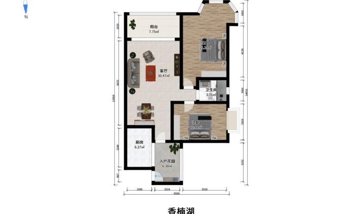 双流 香楠湖 2室2厅1卫 92.87平米